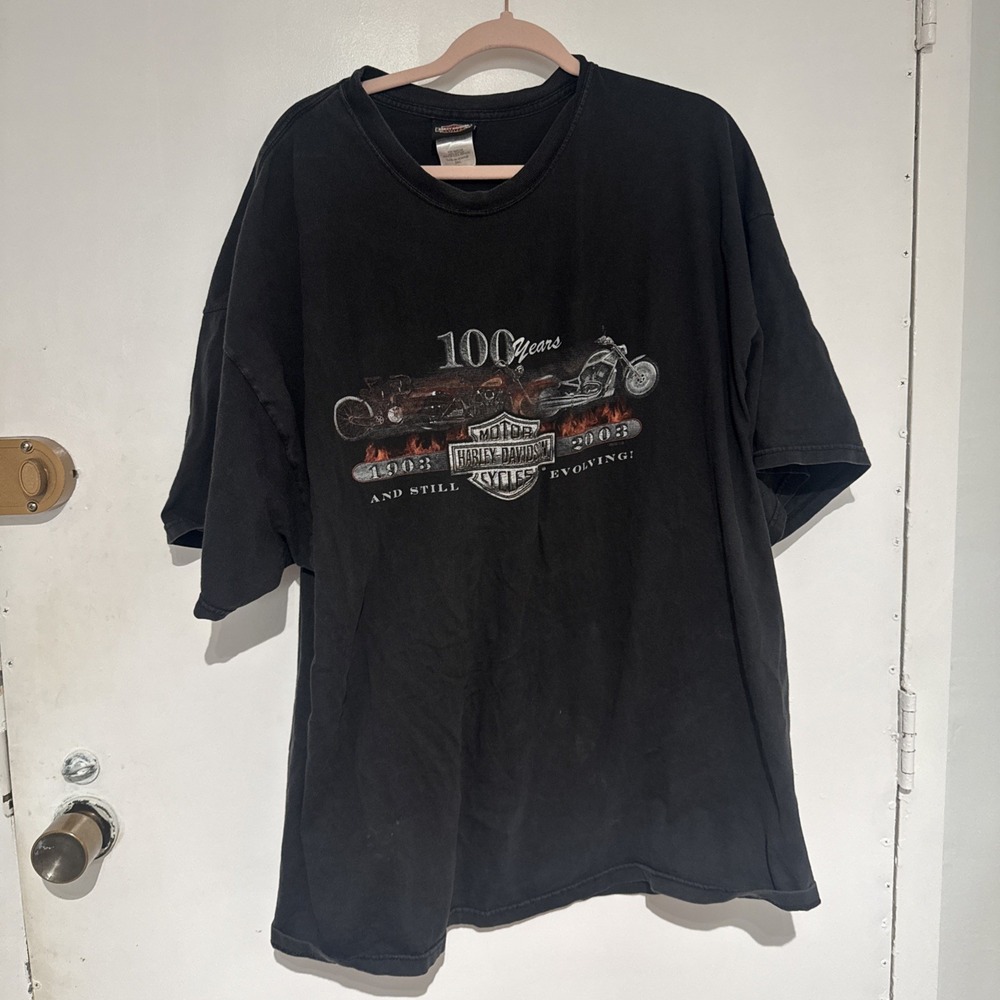 Vintage 2003 Harley Davidson 100 Years of Harley Bedford Texas Black Tshirt 3XL